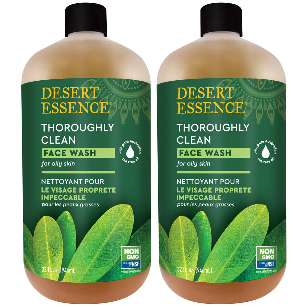 Desert Essence, Thoroughly Clean Face Wash With Tea Tree Oil, Hydrating & Non-Drying, 32 Fl Oz (Pack Of 2)