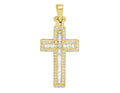 14K Yellow Gold Diamond Baguette Cross 1.25" 0.4CT
