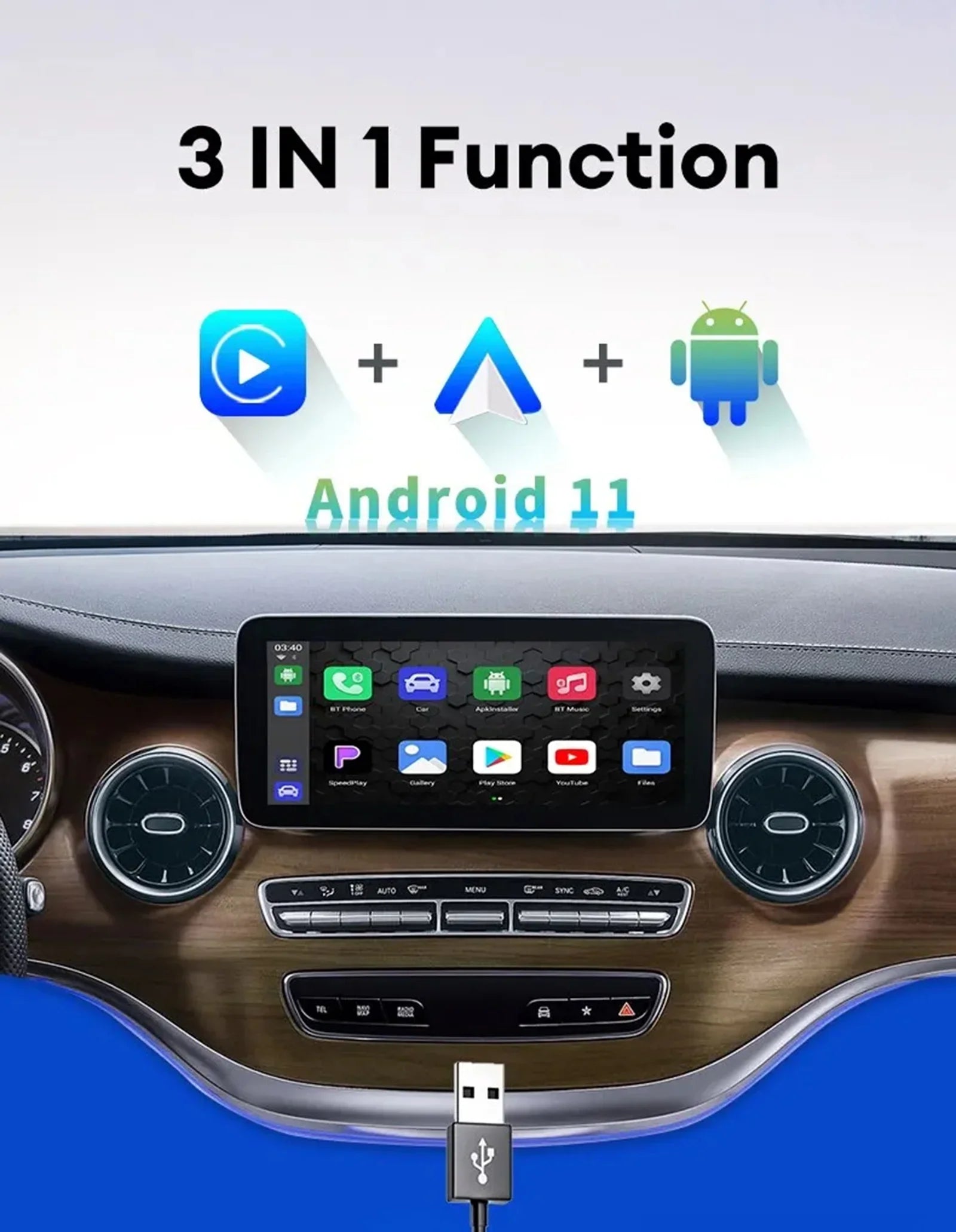 Masslatie Wired to Wireless CarPlay AI Box Android 11 System Mini Dongle Wifi Netflix Youtube Fit for Audi/Toyota/VW/Golf/Mercedes/Subaru