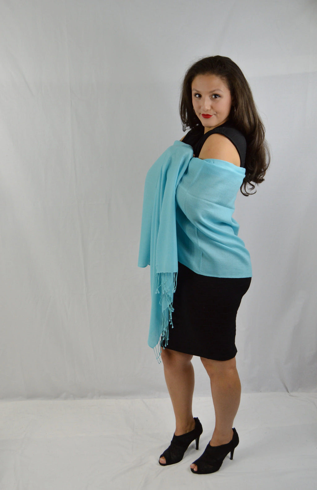 Fancy Shawl/Sheer Shawl/Summer Fluid Pashmina Shawl/Light weight Shawl/Evening Shawl/Pashmina Shawl/Scarf/Scarves (Tiffany Blue Regular Shawl)