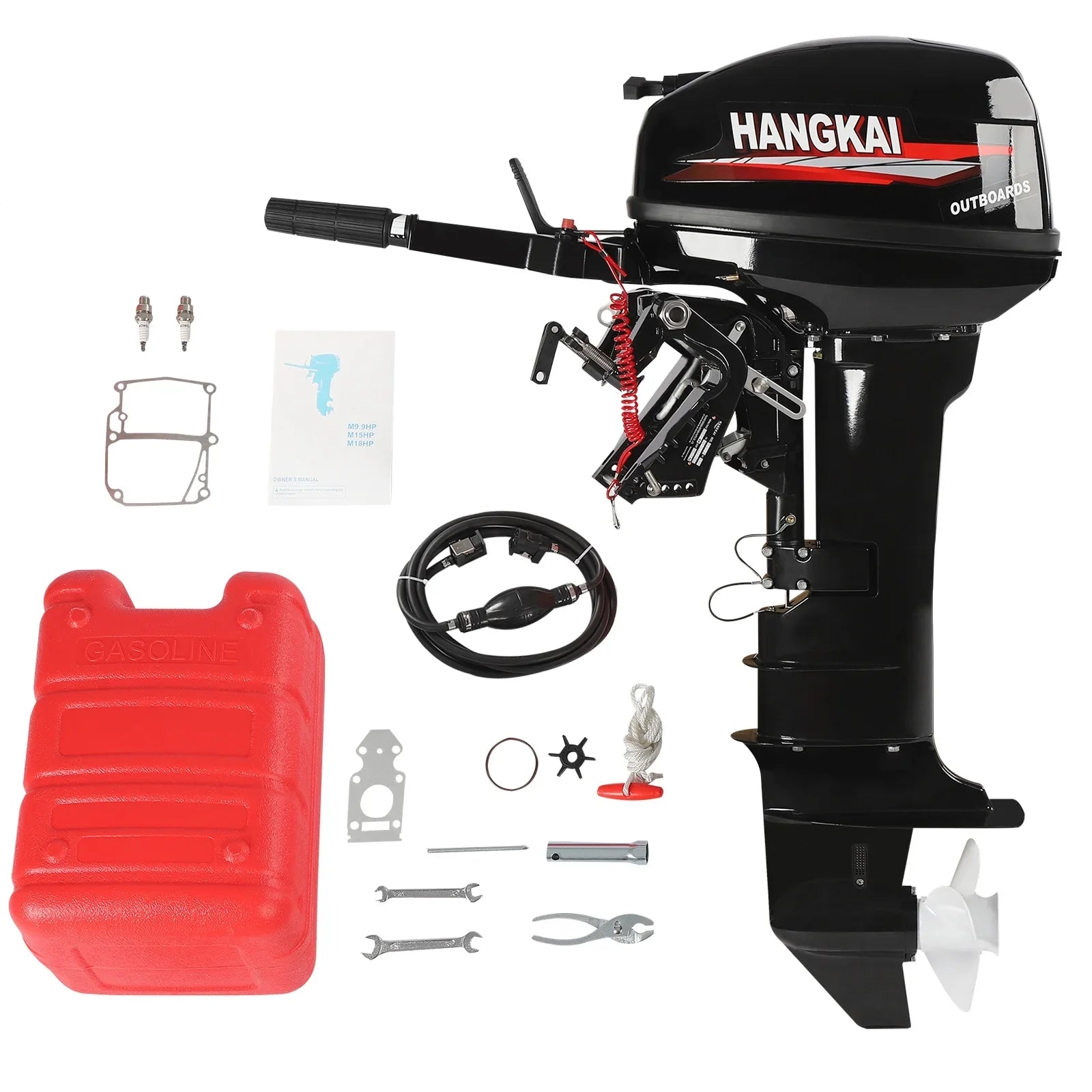 Wuzstar Outboard Motor, 2 Stroke 18 246cc Long Shaft Boat Engine Aluminum Alloy Fishing Boat Motor w/CDI Liquid Cooling System