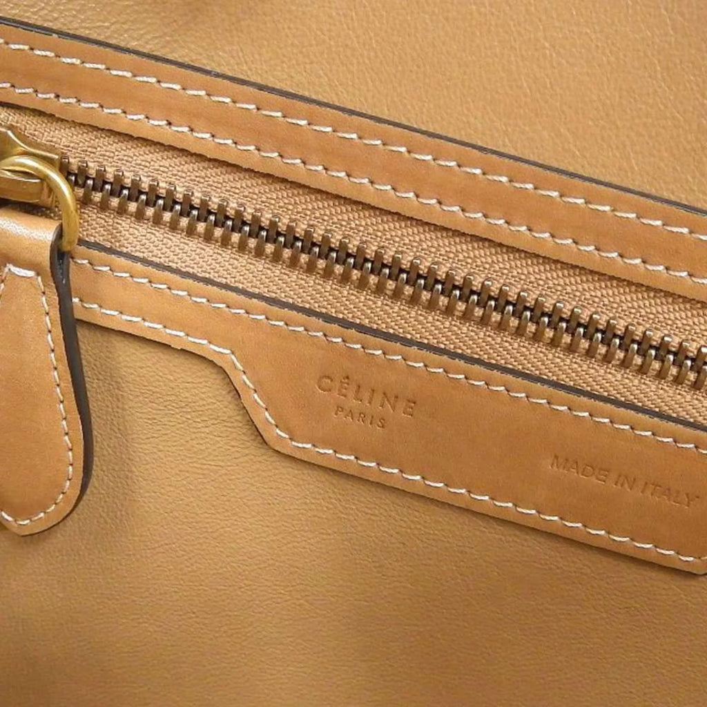 Pre-Owned Celine CELINE luggage micro shopper tricolor handbag beige mint green 167793 A03 15LK (Good)