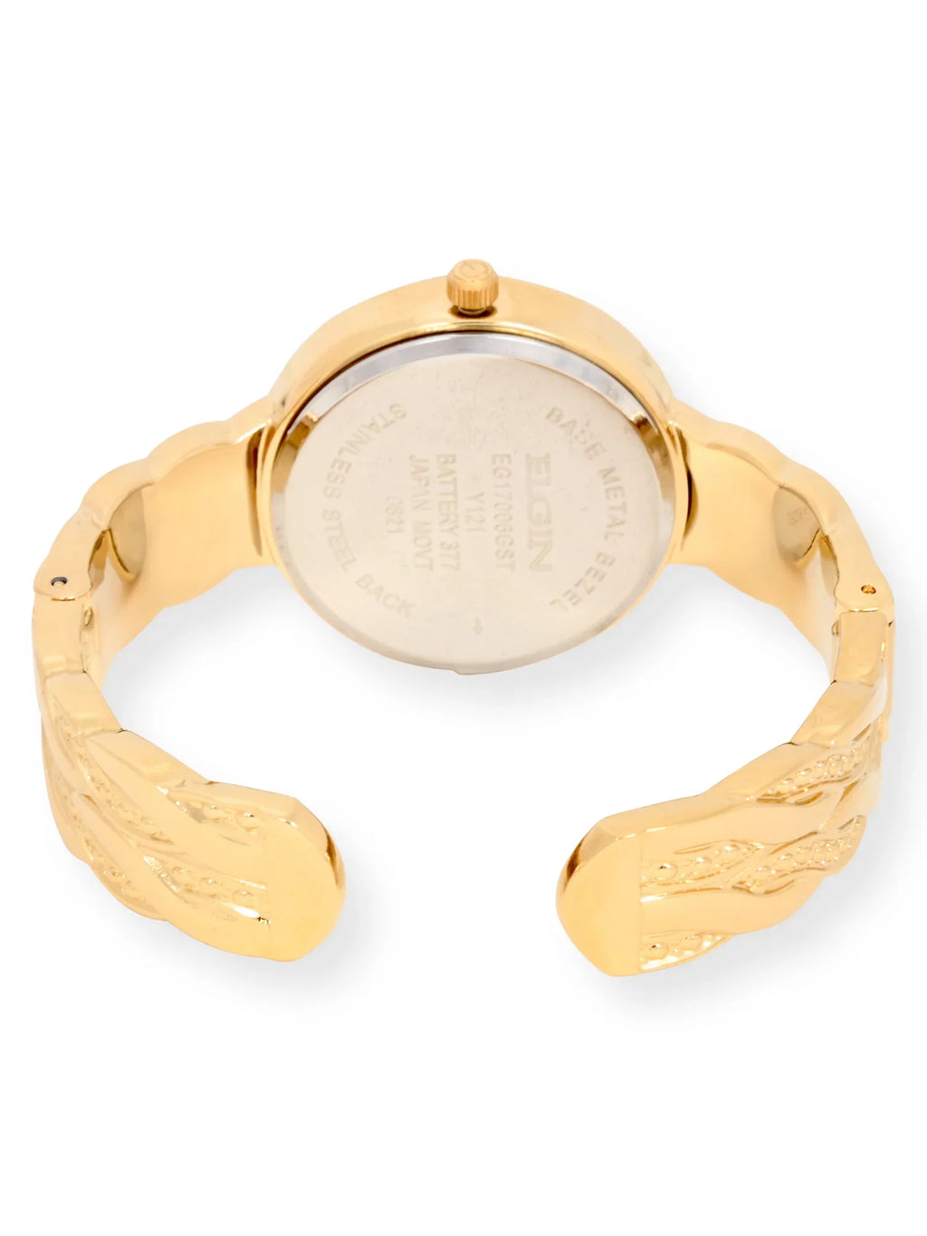 Elgin Adult Female Analog Watch Set with Round Black Dial in Gold (EG17006GST)