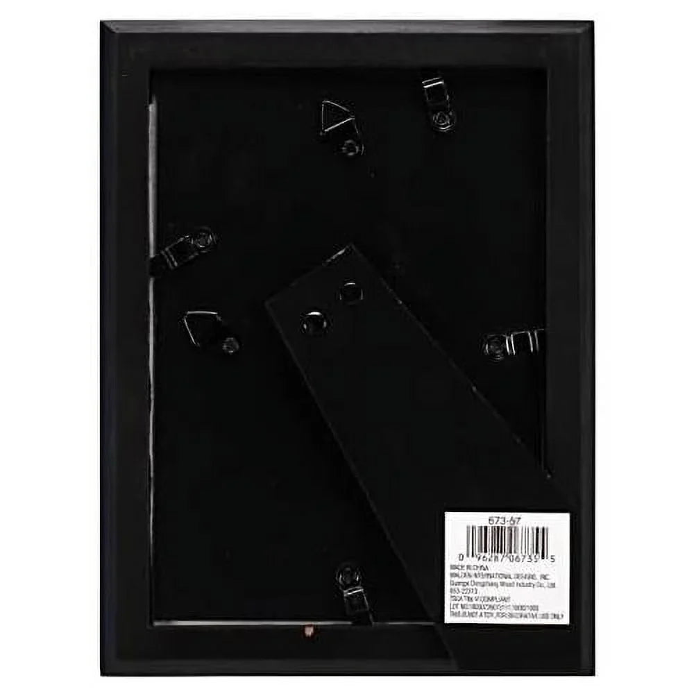 5X7 Picture Frame - Wide Real Wood Molding, Real Glass - Black