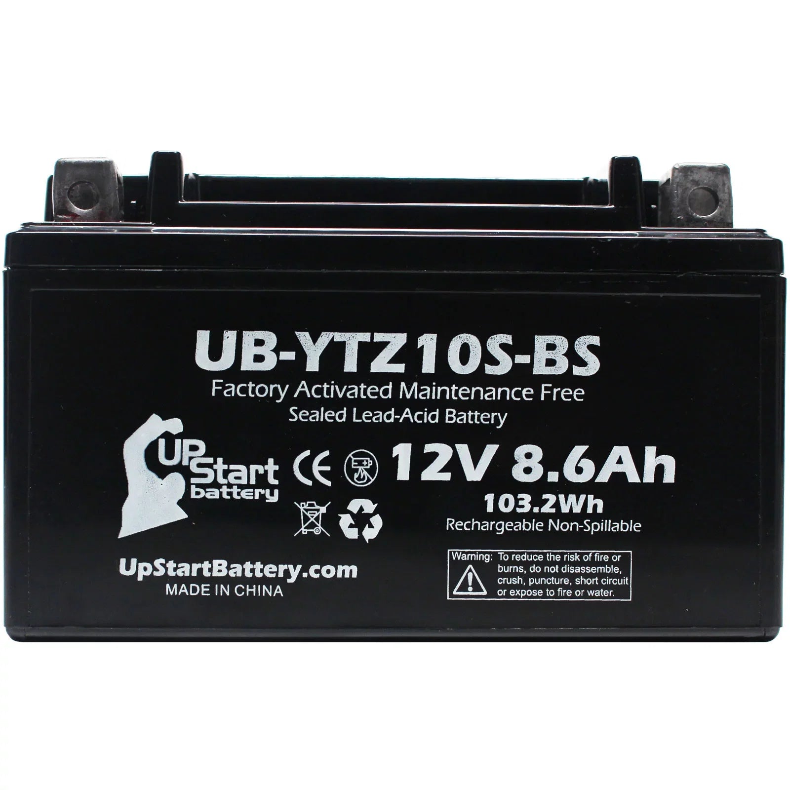 5-Pack UpStart Battery Replacement for 2010 Yamaha YZF-R1 1000CC Factory Activated, Maintenance Free, Motorcycle Battery - 12V, 8.6Ah, UB-YTZ10S-BS
