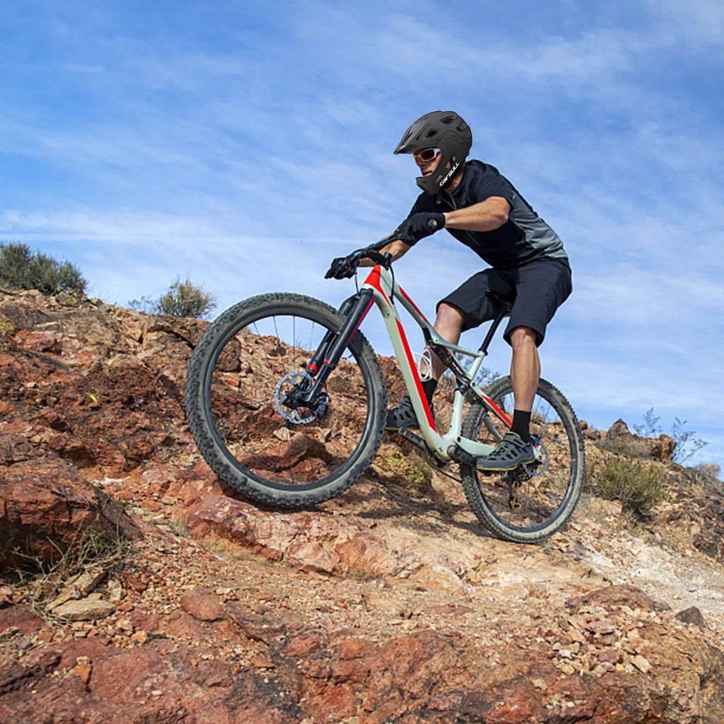 Adult Cycling Helmet with Detachable Chin Guard and Visor by CAIRBULL for Mountain Biking