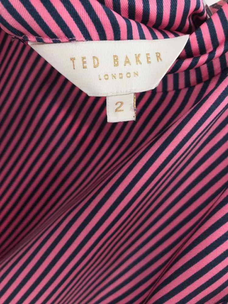 Pre-Owned Ted Baker Pink Size 6 Stripe Long Sleeve Blouse