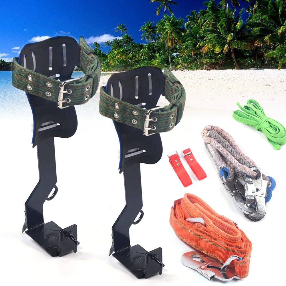 Tree Climbing Spikes Set 2 Gears with Adjustable Safety Harness Belt Straps, Tree Pole Climbing Shoes Tool for Picking Fruit, Hunting Observation, Indoor Climbing and Sports