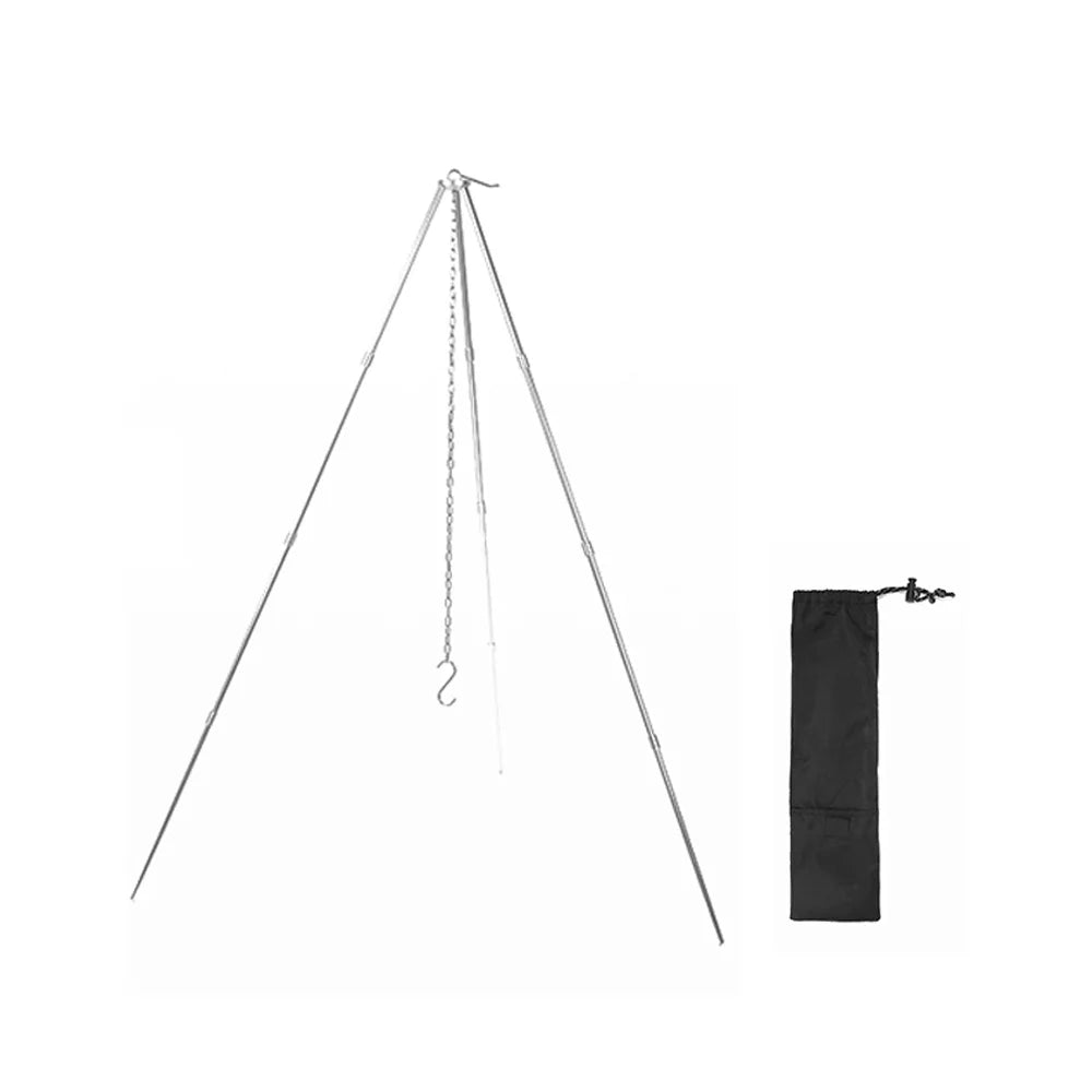 Arealer Detachable Campfire Tripod Bonfire Rack Portable Aluminum Alloy Hung Pot Stand Folding Bracket for Camping Picnic BBQ