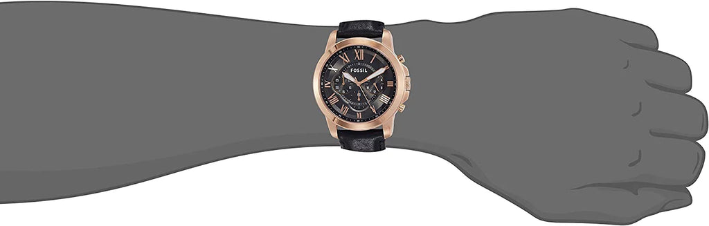 Fossil Men's FS5085 Grant Chronograph Stainless Steel Watch With Black Leather Band