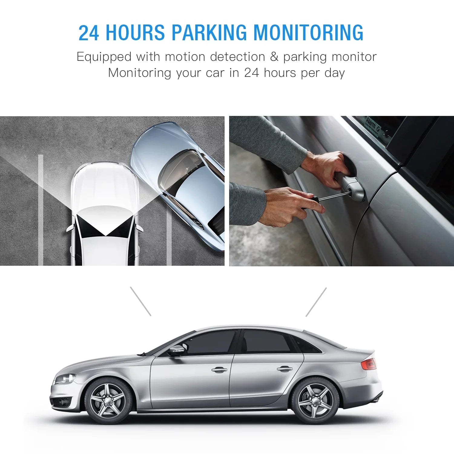 TOGUARD Dual Dash Cam Front and Inside 1080P Dash Camera 3" LCD Monitor Car Camera with IR Night Vision Parking Monitor, G-Sensor, Loop Recording