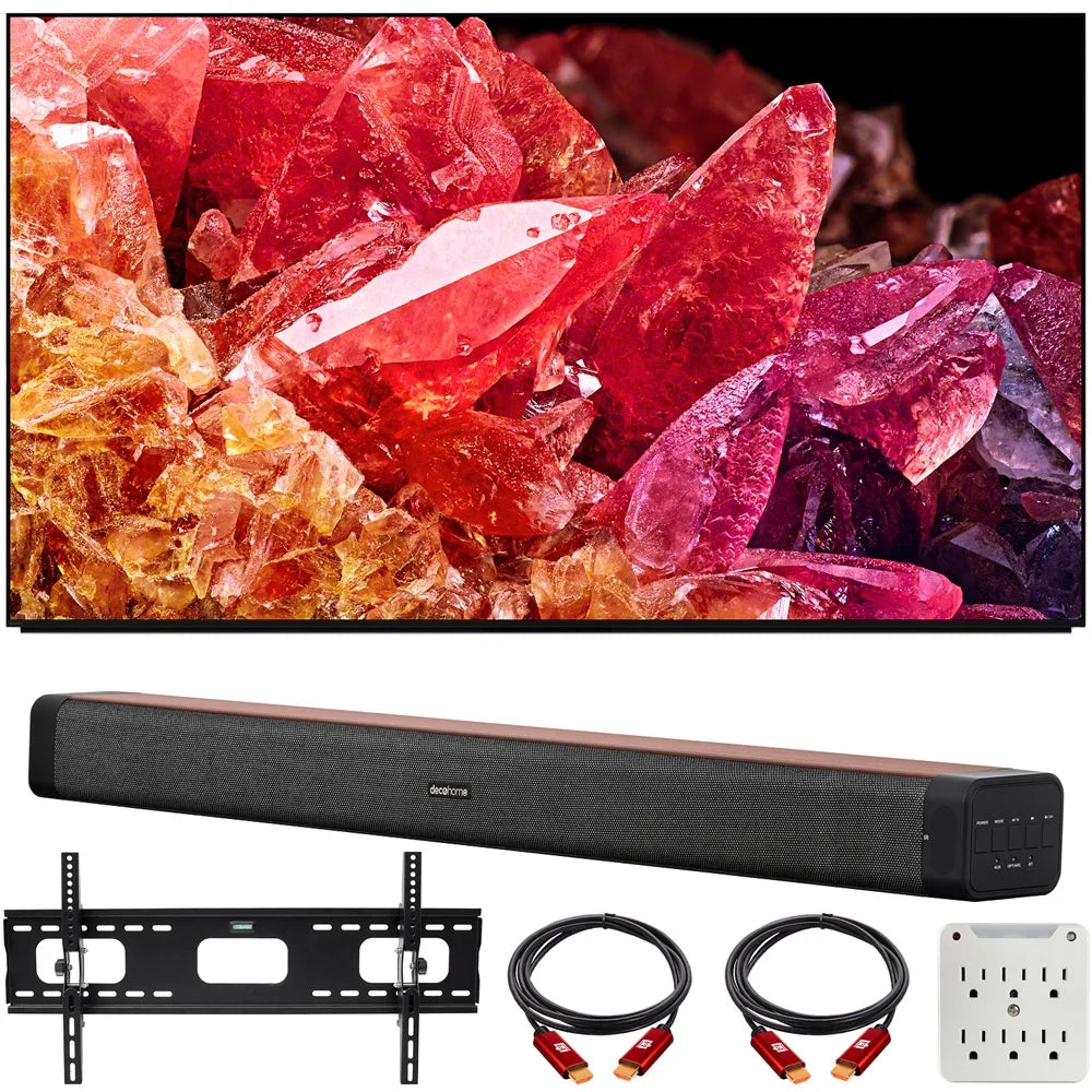 XR75X95K 75" BRAVIA XR X95K 4K HDR Mini LED TV with smart Google TV (2022 Model) Bundle with Deco Home 60W 2.0 Channel Soundbar, 37"-100" TV Wall Mount Bracket Bundle and 6-Outlet Surge Adapter