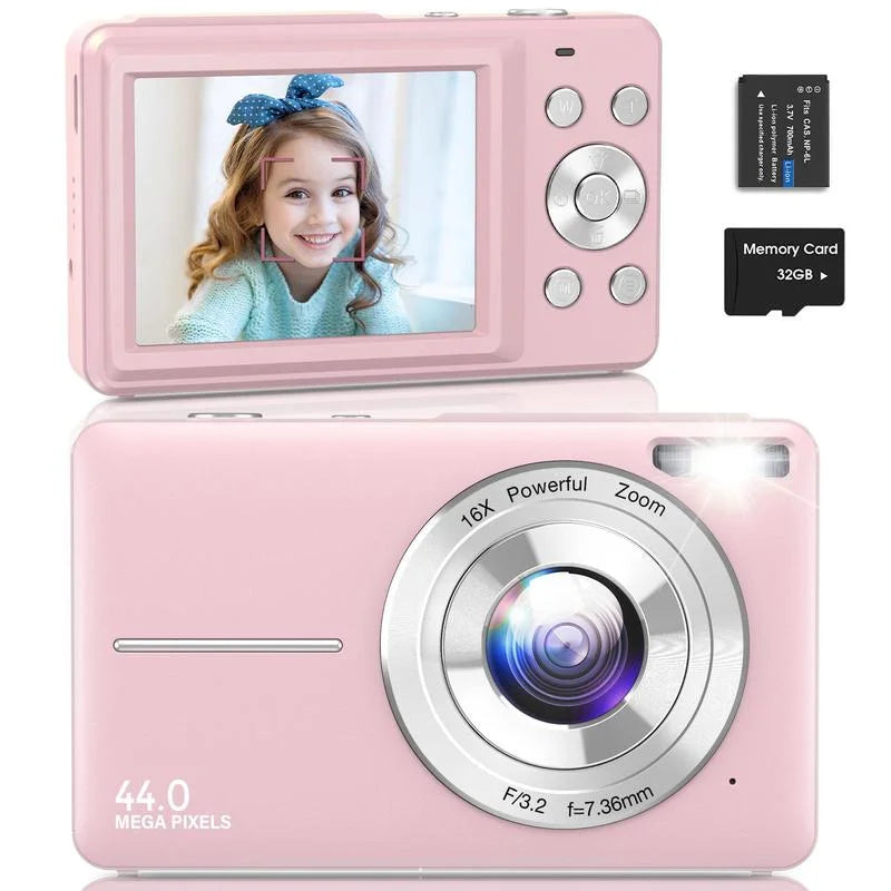 DC403 Recording Digital Camera for Music Festival, 1 Piece Multi-functional 1080P & 44MP Digital Camera for Mother's Day Gift, Ff(F/3.2, f=7.36mm), 32G Memory Card, 16X Zoom Digital Cameras, Compact P