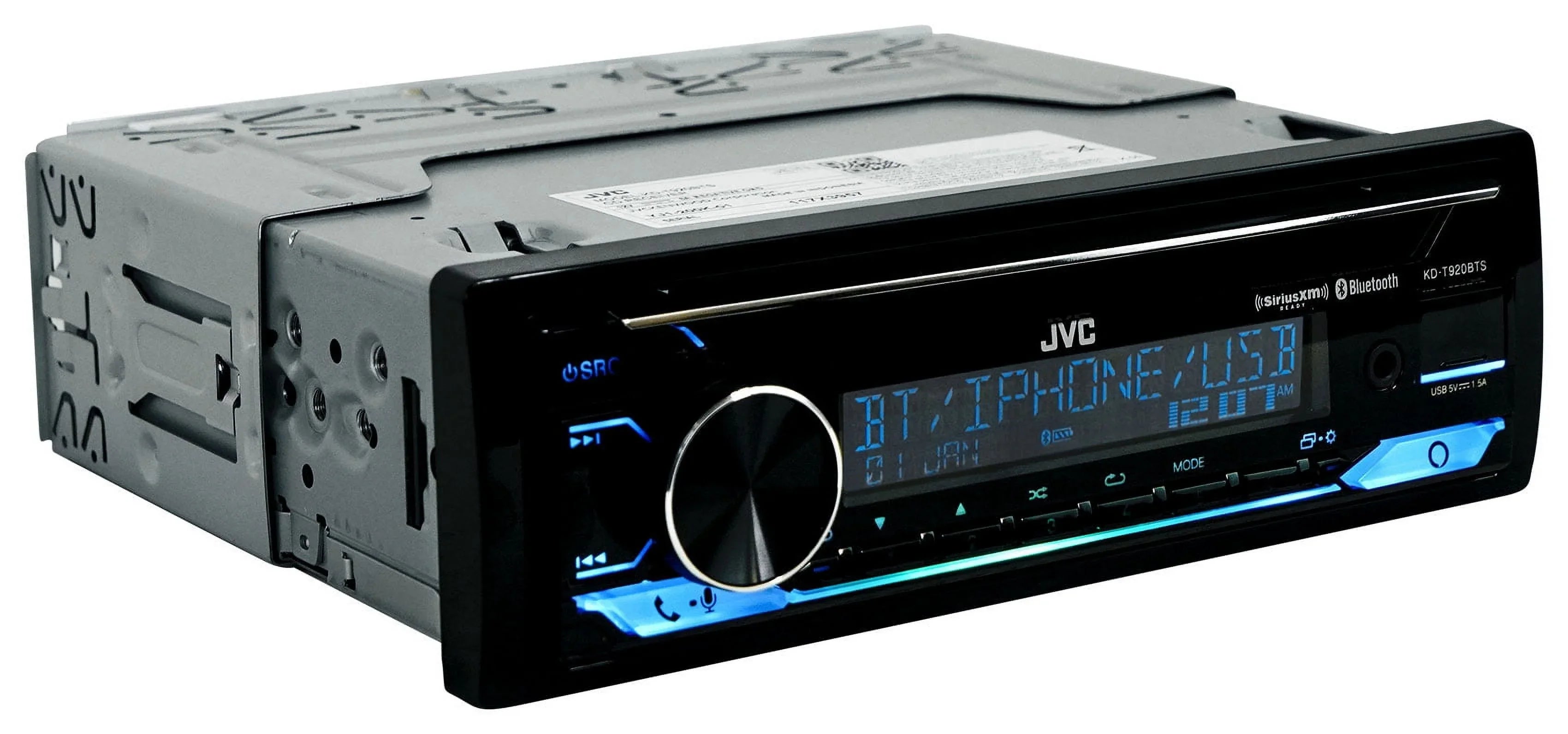 JVC KD-T920BTS Car in-Dash Unit, Single-DIN CD Receiver w/ Bluetooth/Alexa Built-in/SiriusXM Ready