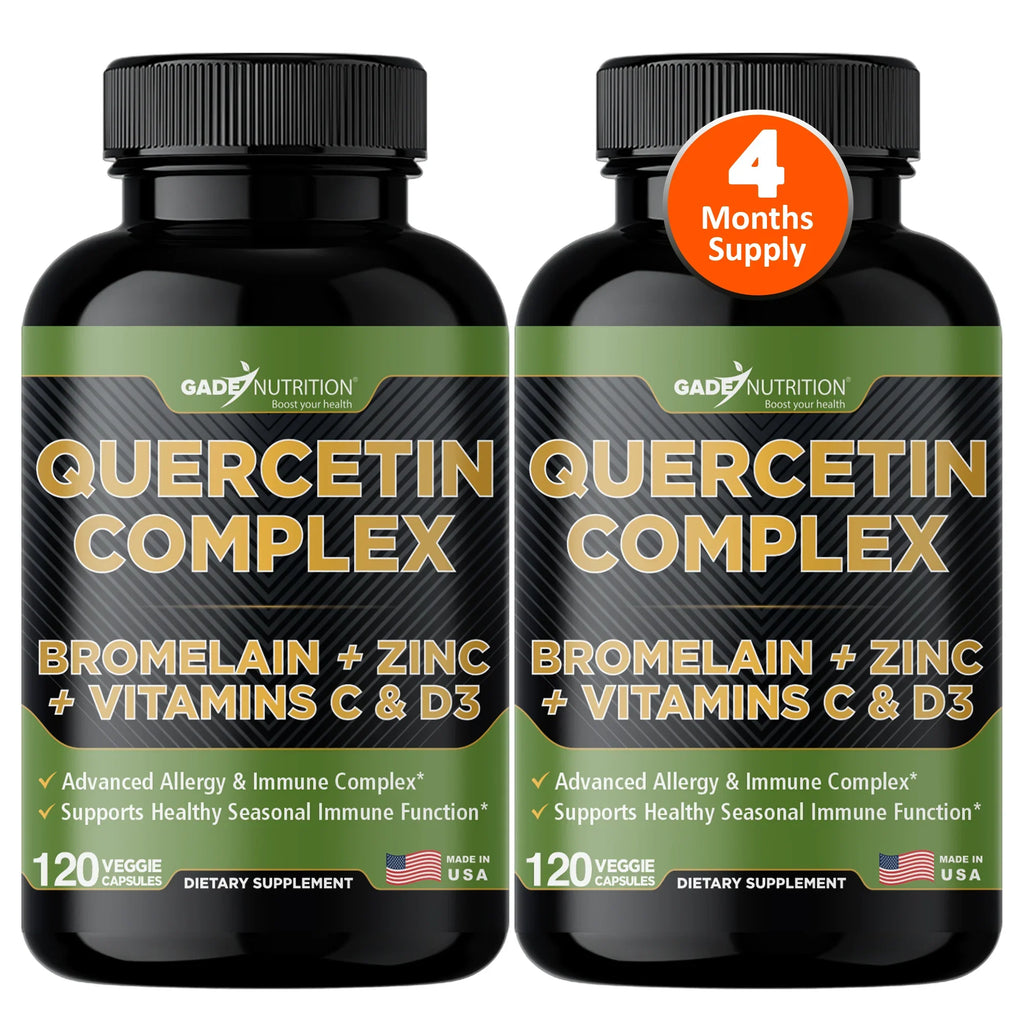 Quercetin Complex with Bromelain, quercetin supplements 500mg, with Vitamin C and Zinc, Bioflavonoids for Healthy Immune Support, vitamin D3, zinc quercetin, Third Party Tested.