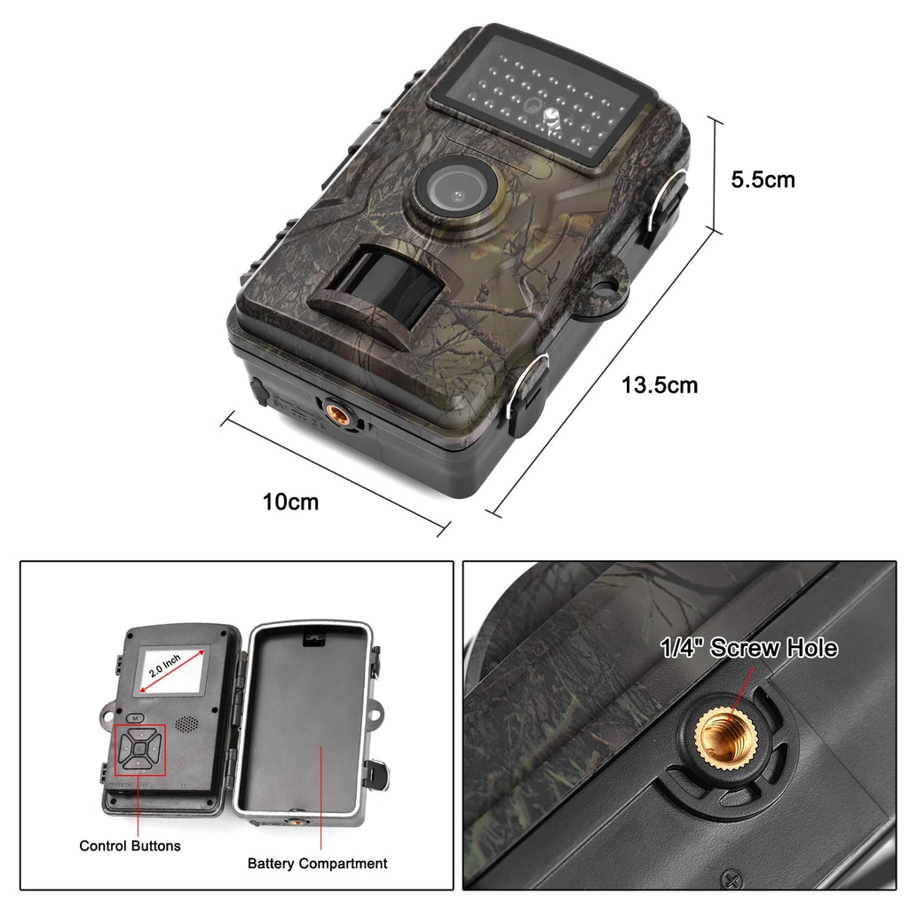 Meterk 1080P Trail Camera 16MP Wildlife Camera Tracking Camera with 2.0 Inch TFT Color Monitor 0.8s Trigger Time Supports Infrared Night Vision Motion Activated IP66 Fluid