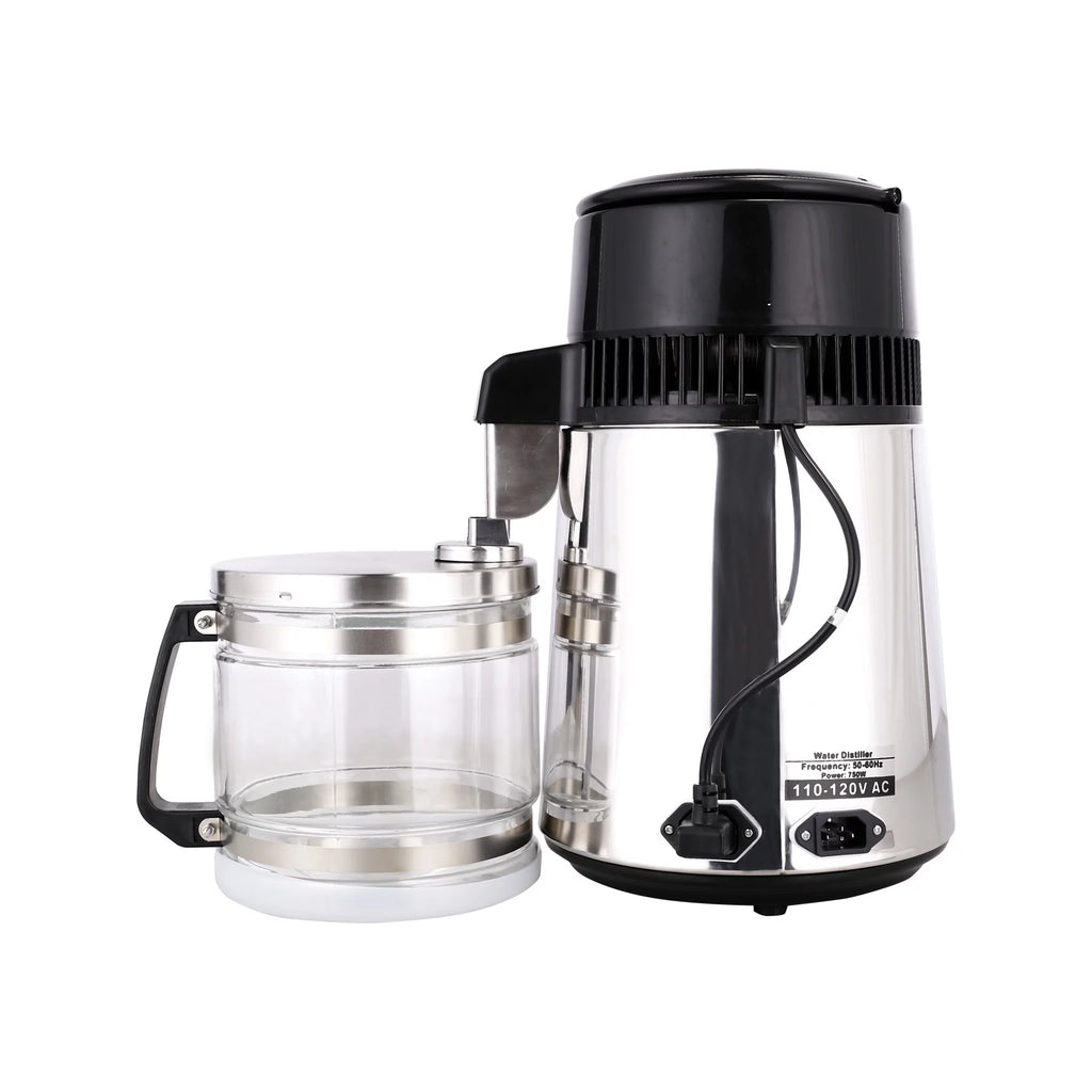 4L Home Fluid Distiller Purifier Machine Stainless Steel Glass Bottle