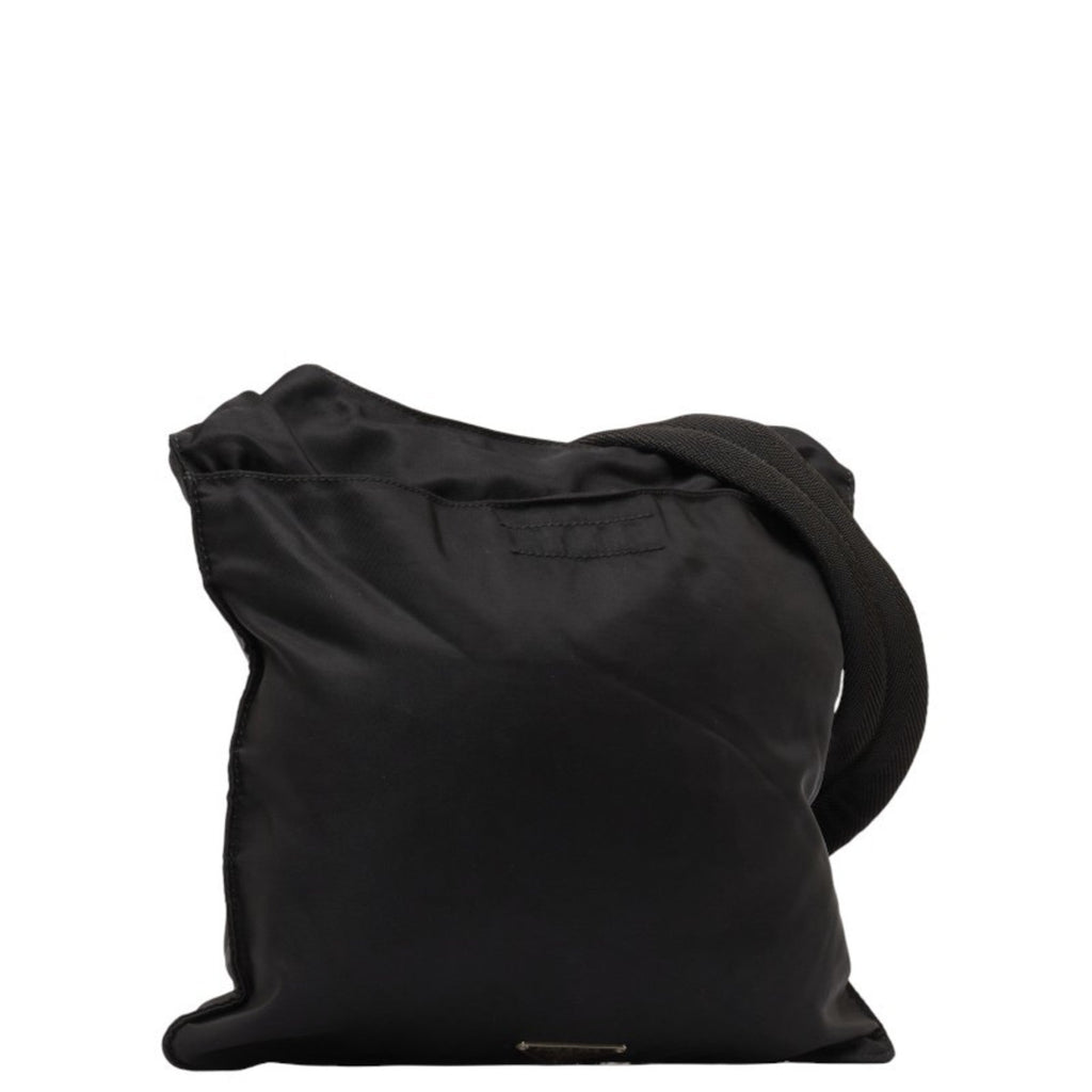 Pre-Owned Prada Triangle Plate Shoulder Bag Black Nylon Leather Women's PRADA (Fair)
