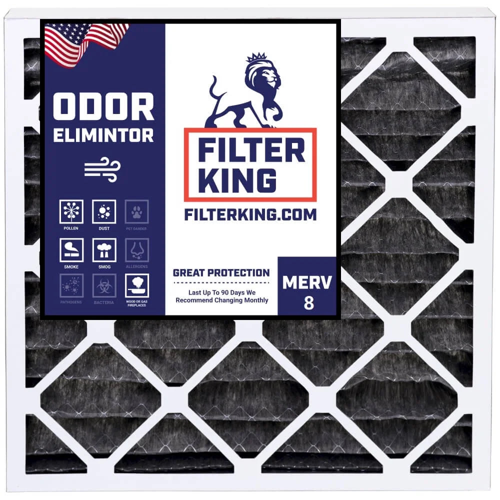 Filter King 12.13x19.5x1 Air Filter | 4-PACK | Carbon MERV 8 HVAC Pleated A/C Furnace Filters | MADE IN USA | Actual Size: 12.13 x 19.5 x .75"