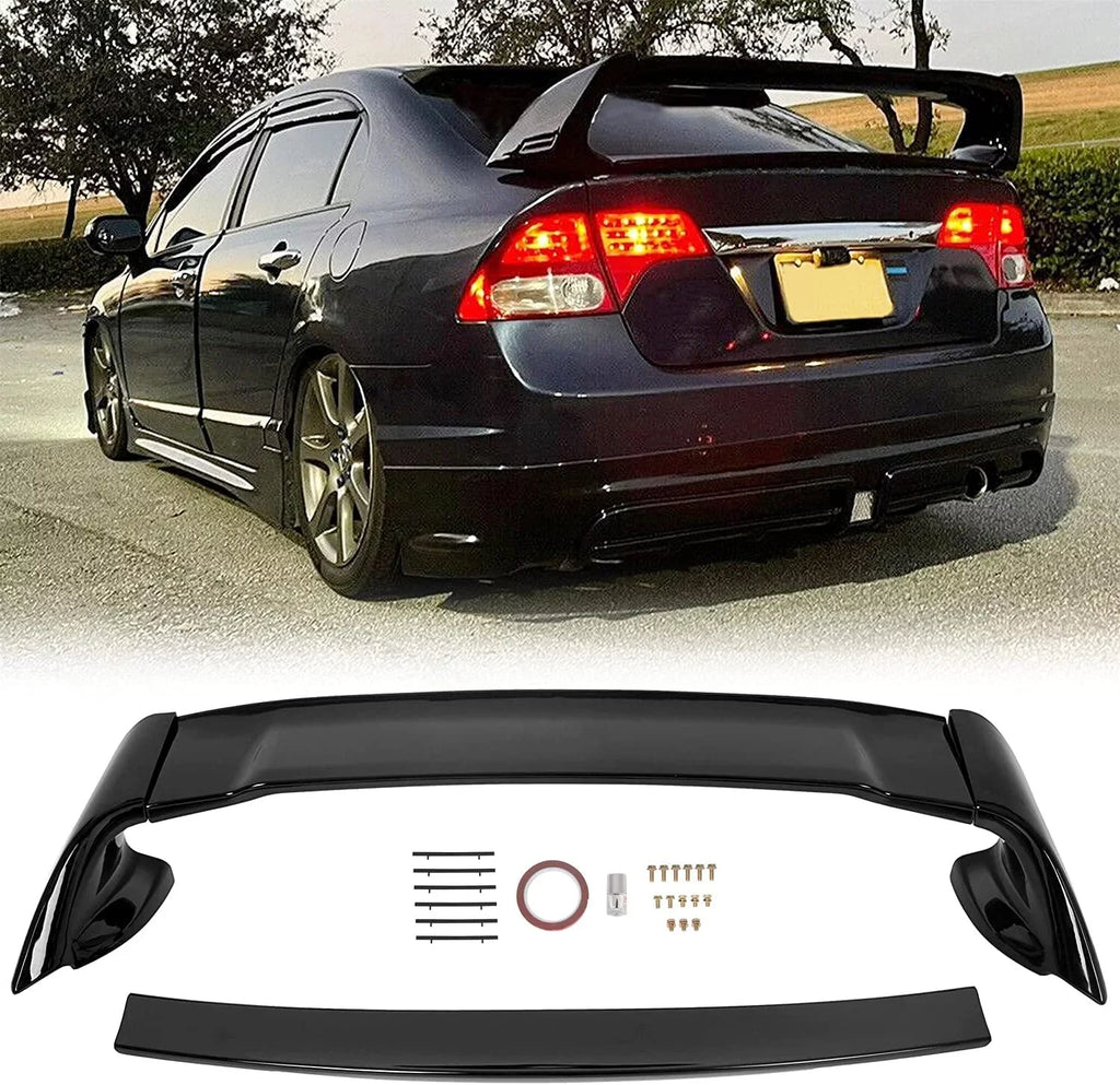 Rear Trunk Spoiler Wing Compatible with 2006-2011 Honda Civic 4 Door Sedan ABS Trunk Spoiler Wing Painted Gloss Black