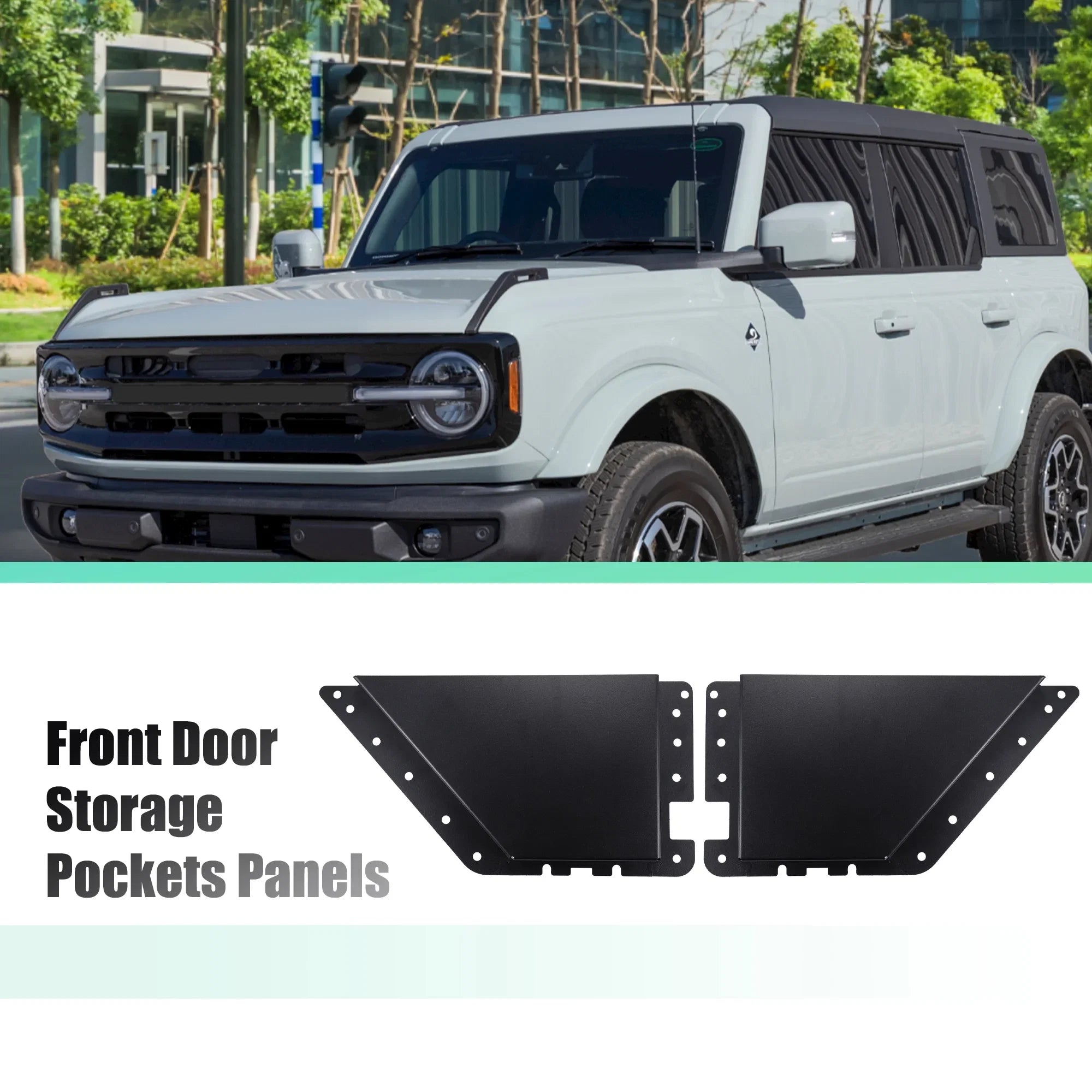 1 Pair Rear Door Storage Pockets Panels Organizer Box for Ford Bronco 6th 4 Door 2021 2022 Accessories