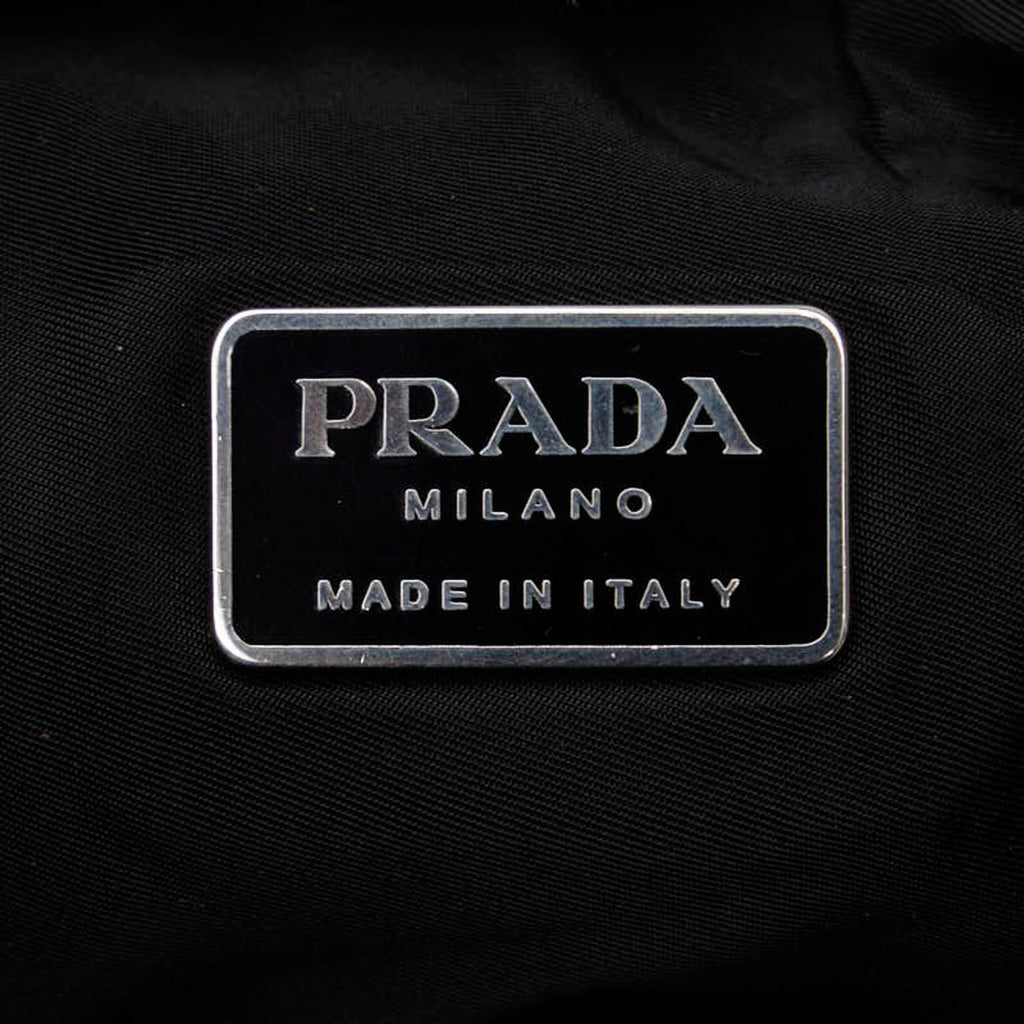 Pre-Owned Prada Triangle Plate Shoulder Bag Black Nylon Leather Women's PRADA (Fair)