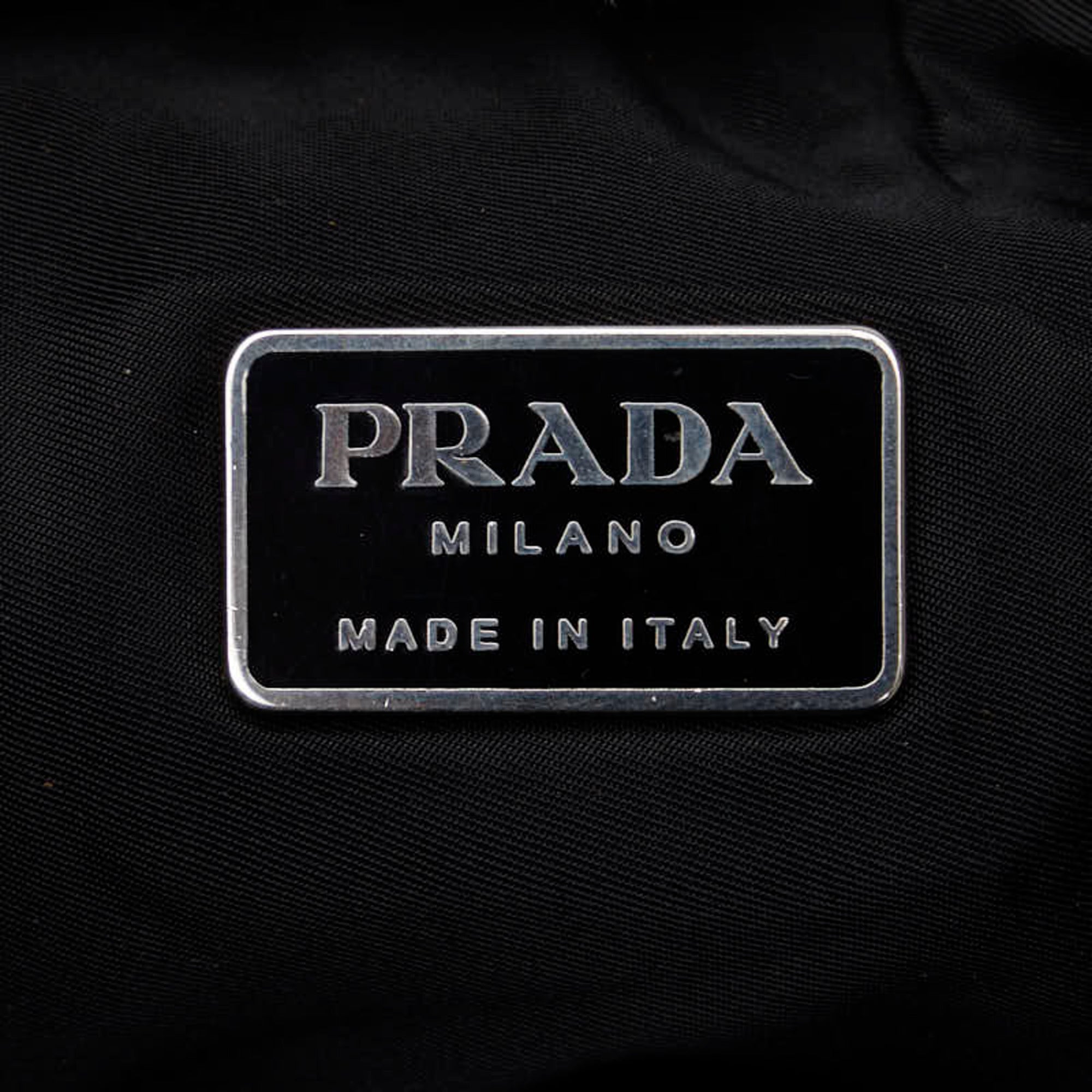 Pre-Owned Prada Triangle Plate Shoulder Bag Black Nylon Leather Women's PRADA (Fair)