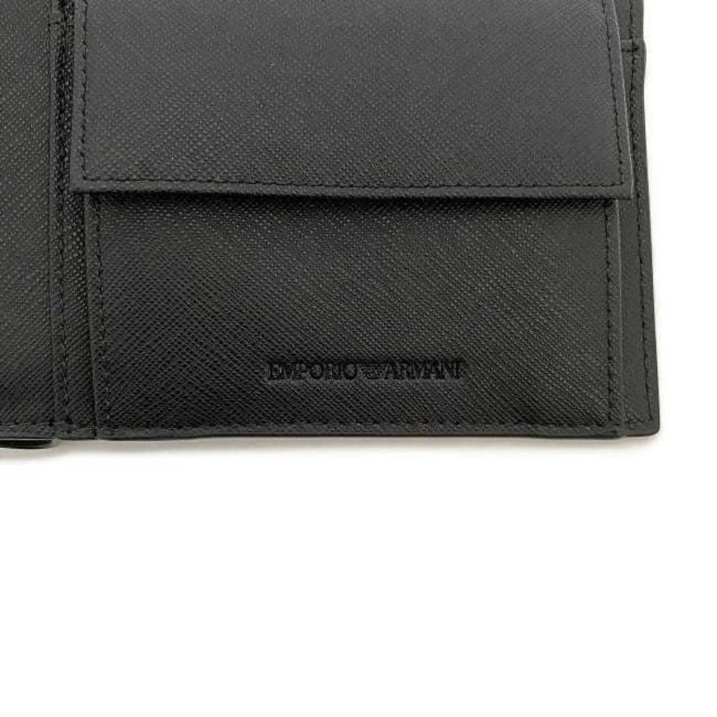 Pre-Owned Emporio Armani folio wallet black white Y4R165 leather EMPORIO ARMANI men's (Like New)