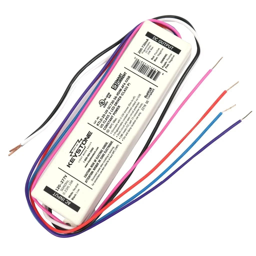 Keystone 14081 - 20 watt 120/277 volt Programmable USB-C Driver (KTLD-20-UV-SC730-56-VDIM-AF4 /USB)