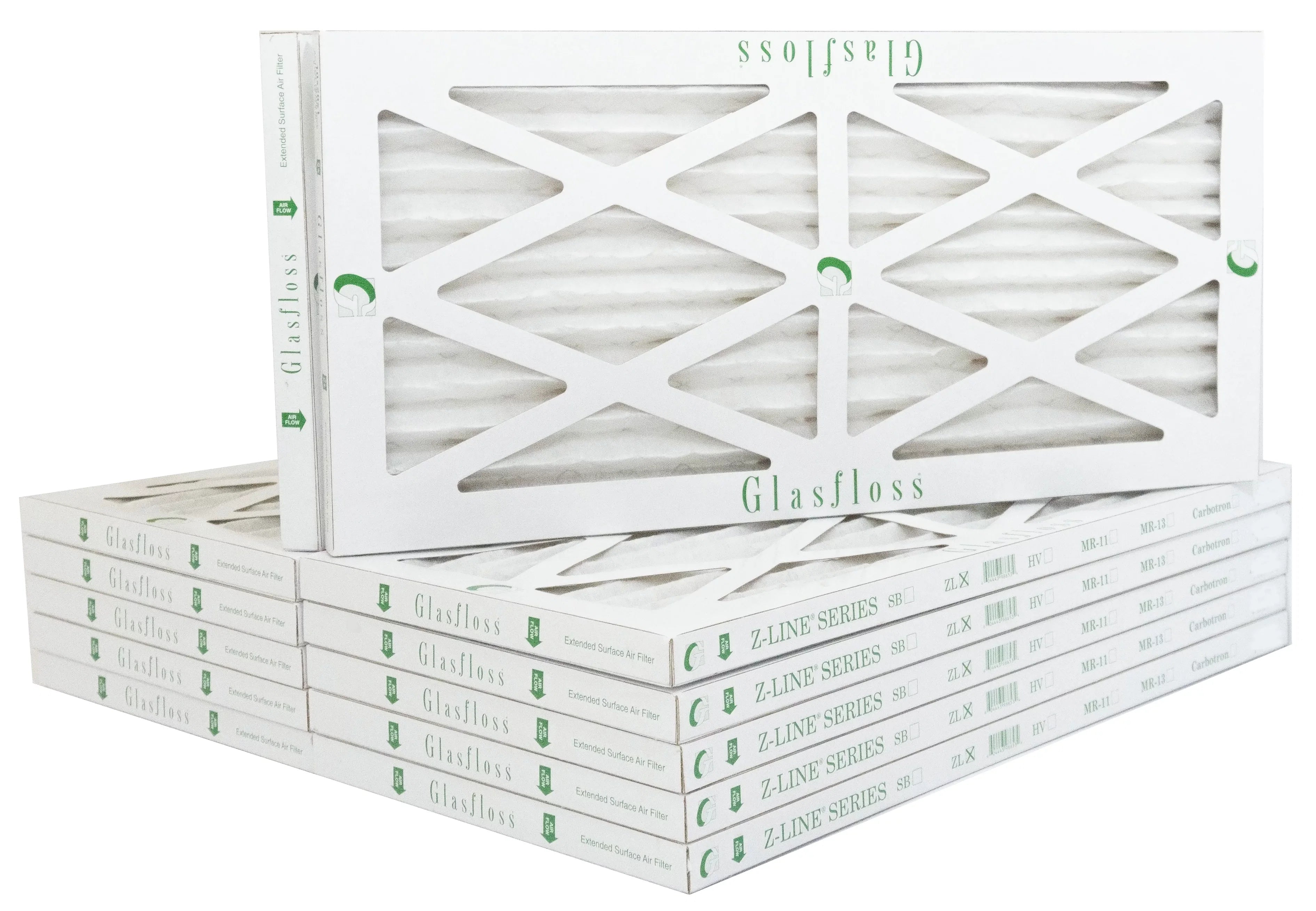 Glasfloss 8x24x1 - MERV 10 -Qty:12 - Furnace Air Filter - Made in USA (Actual Size: 7.5 x 23.5x7/8 inch)