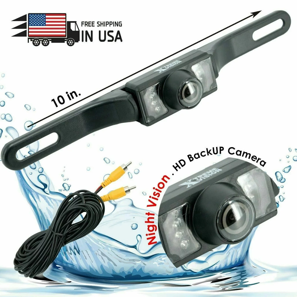 12x HD Wide Angle License Plate Rear View Liquid Backup Camera Night Vision Bundle