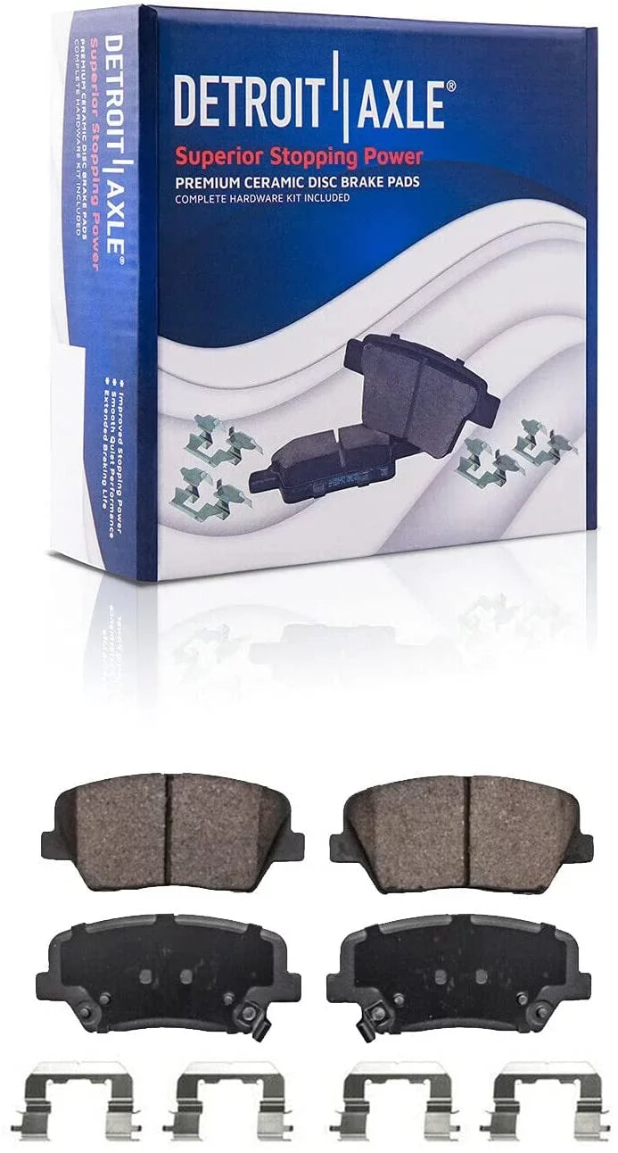 Detroit Axle - Brake Pads for 2010-2012 Hyundai Santa Fe, 11-14 Kia Sorento, 4 Front and Rear Ceramic Brake Pads 2010 2011 2012 2013 2014 Replacement