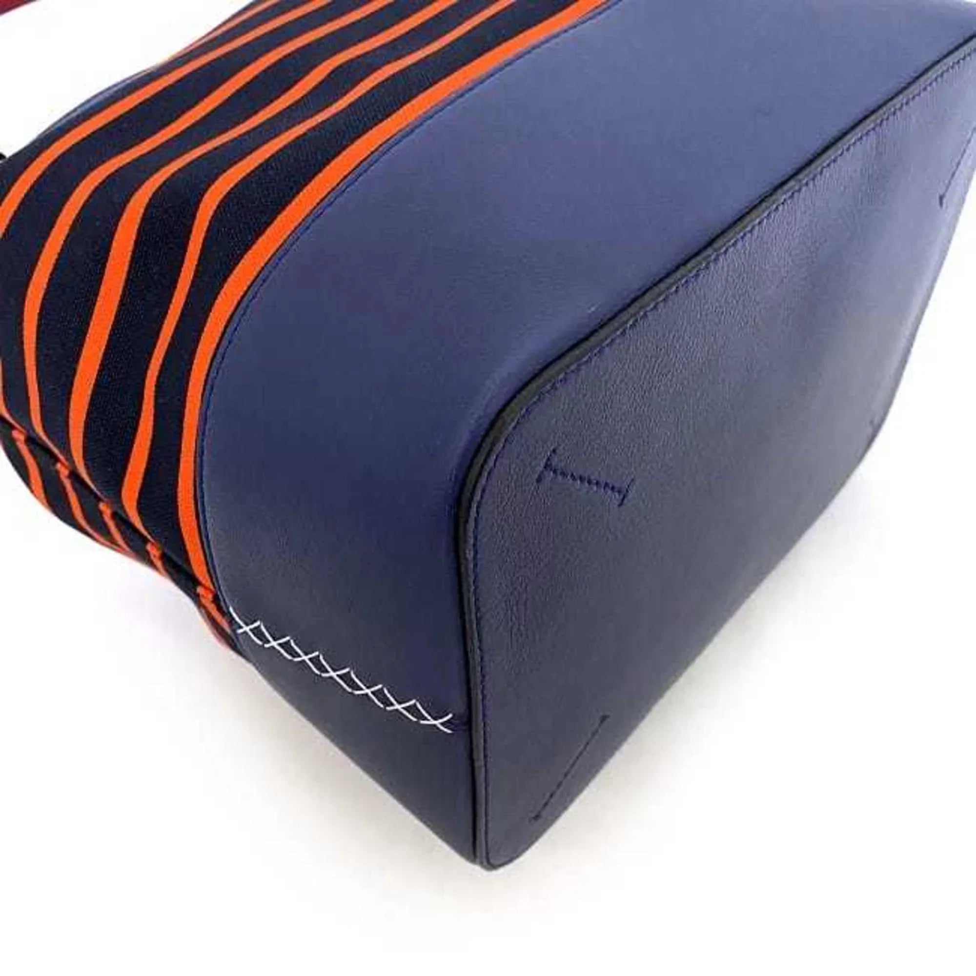 Pre-Owned Loewe Midnight Shoulder Bag Navy Black Orange Bordeaux 327.35.R99 Canvas Calf Leather Ladies (Good)