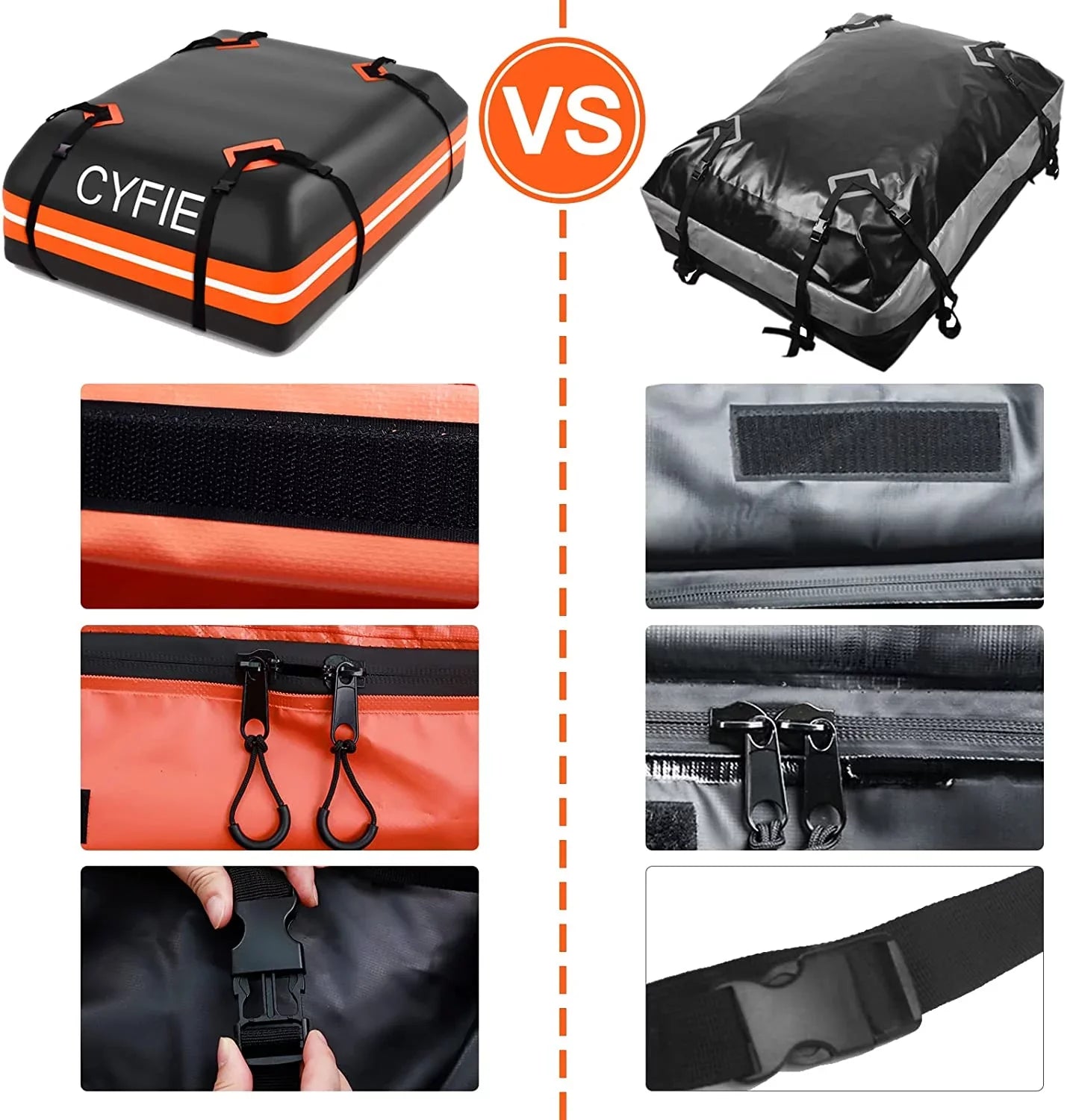 Cyfie Rooftop Cargo Bag for Car,SUV Car Top Carrier 15Cu. ft for All Cars with/Without Rack, Fluid & Tearproof, Includes Anti-Slip Mat, 8 Reinforced Straps, 6 Door Hooks, Storage Bag