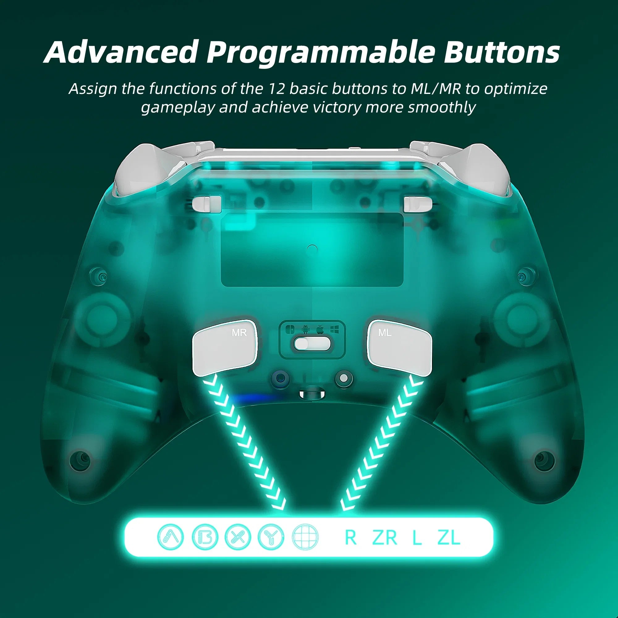 Super Mario Party Game Disc and Upgraded Switch Pro Controller for Nintendo Switch/PC/IOS/Android/Steam with Hall Effect Joysticks & Triggers Green