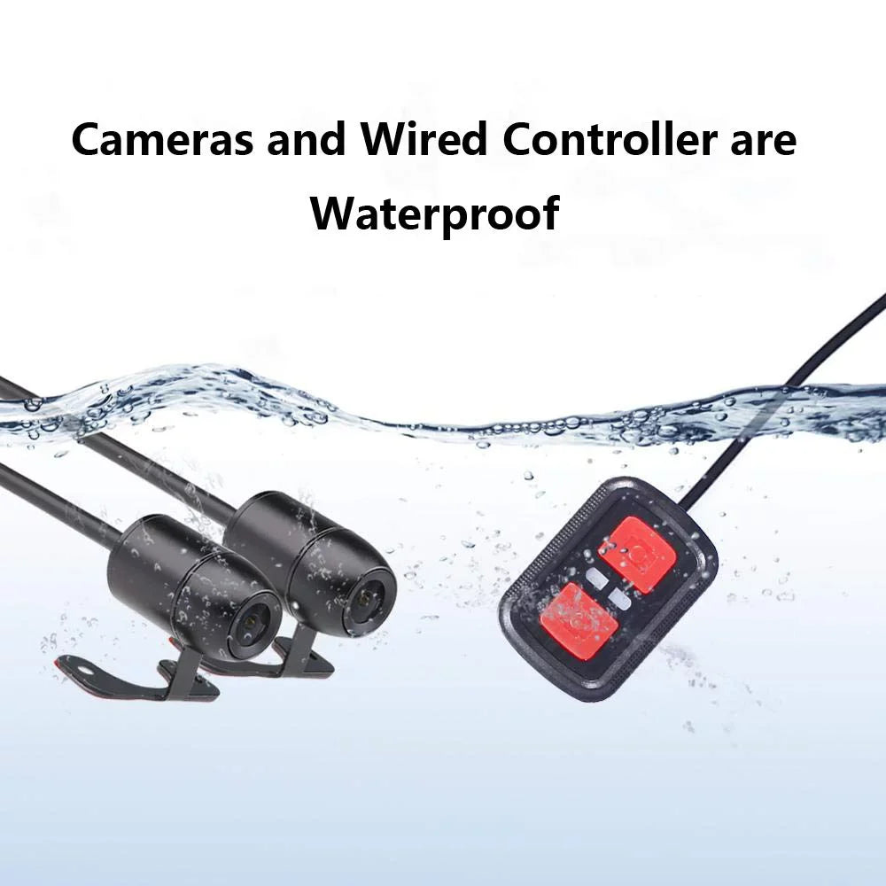VSYSTO HD 1080P No Monitor Motorcycle Dash Cam, WiFi Night Vision 130° Wide Angle Front & Rear Camera 2 Channels Video Driving Recorder, Loop Recording, G-sensor