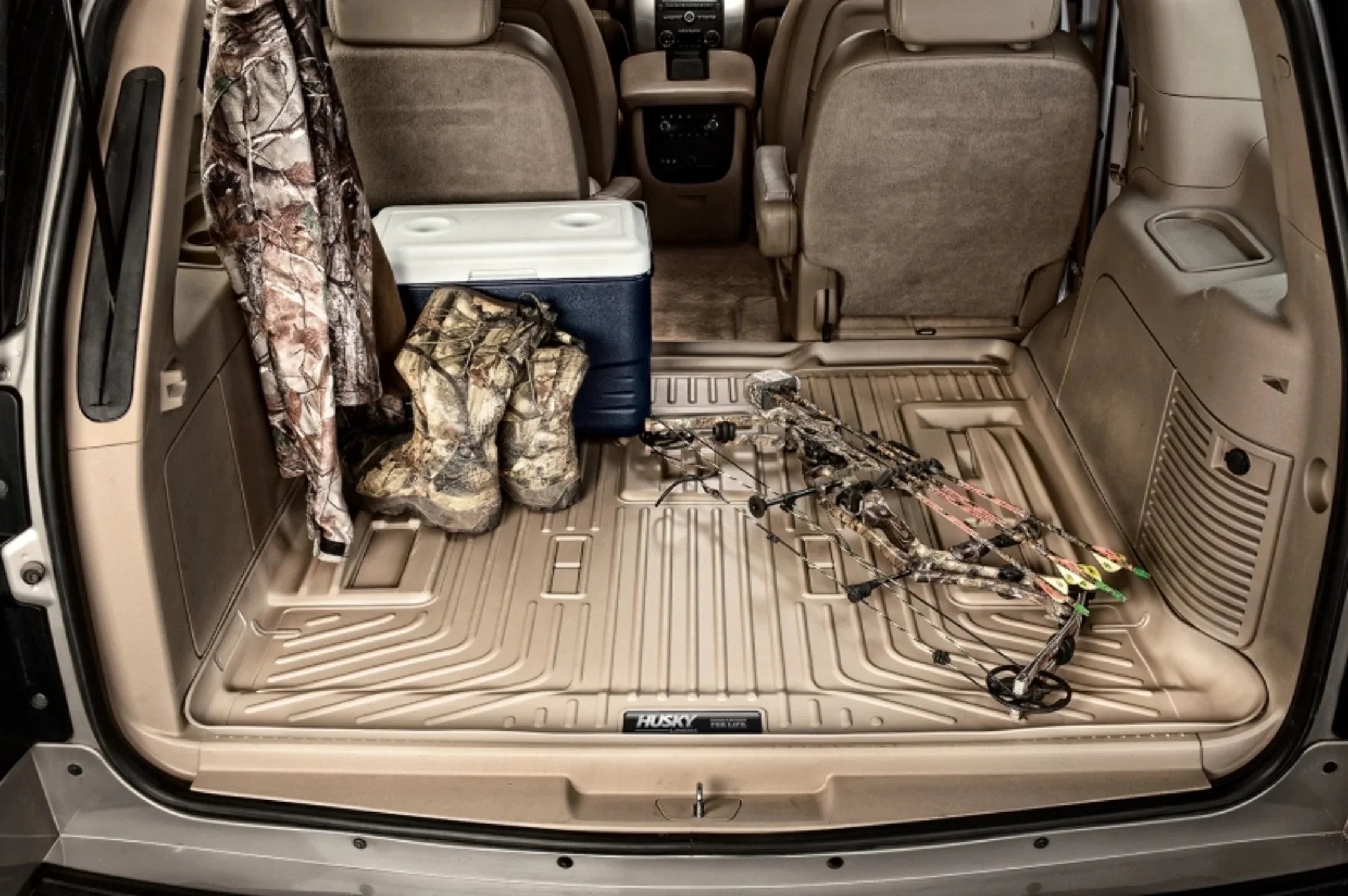 Husky by RealTruck Weatherbeater Series Cargo Liner Behind 3rd Seat Black Compatible with 11-19 Ford Explorer; behind and under upright 3rd Seat
