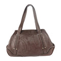 Pre-Owned CELINE Celine handbag leather brown gold metal fittings triomphe logo mark emboss (Good)