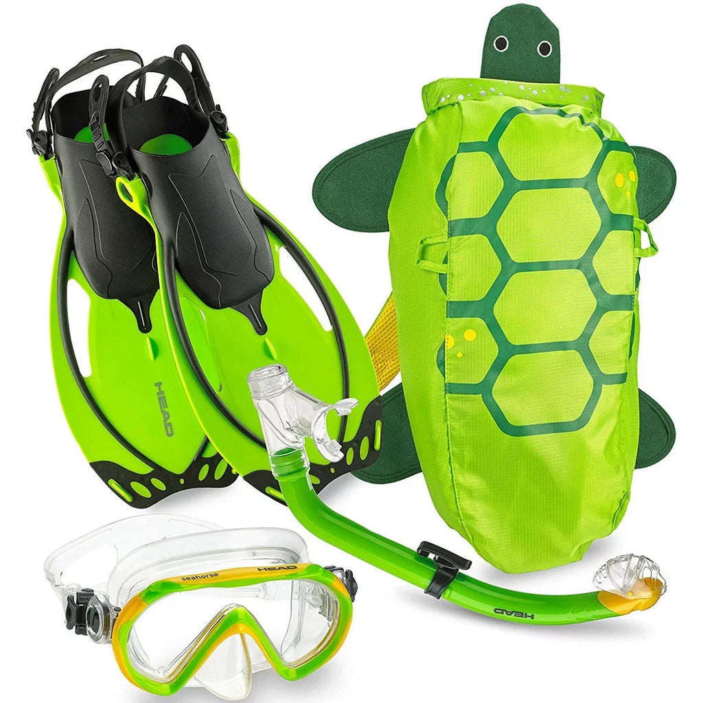 HEAD 480315SFSQULXL Premium Youth Sea Pals Snorkel Mask & Fins Set, Purple, LXL