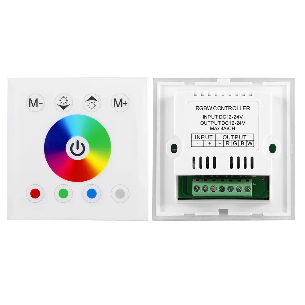 Dingln Wall Mounted Colorful RGBW LED Touch Panel Controller Dimmer Switch For Strip Light White