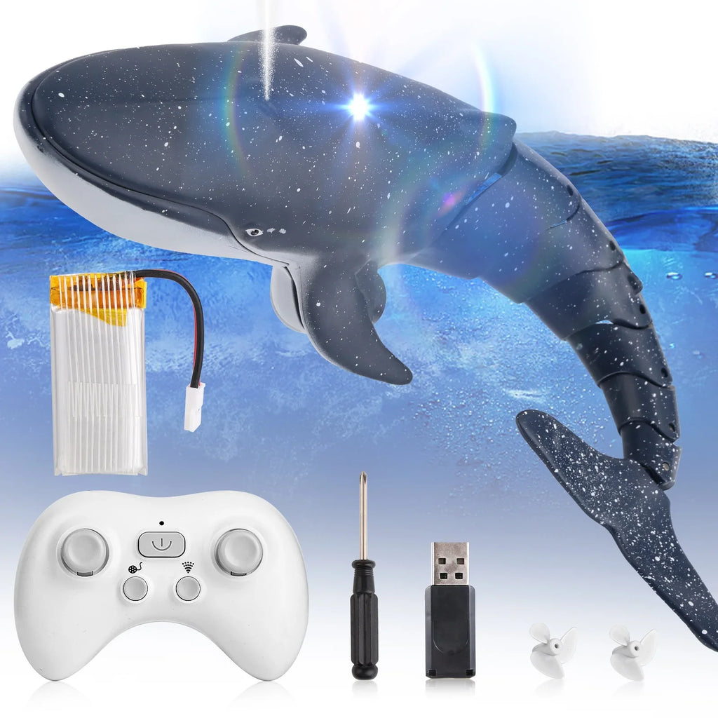 Ant Class Remote Control Whale Toys, RC Shark Spray Liquid Boat Toy for Boys Girls, Swimming Pool Toys, RC Boat for Kids, Diving Toys for Pool