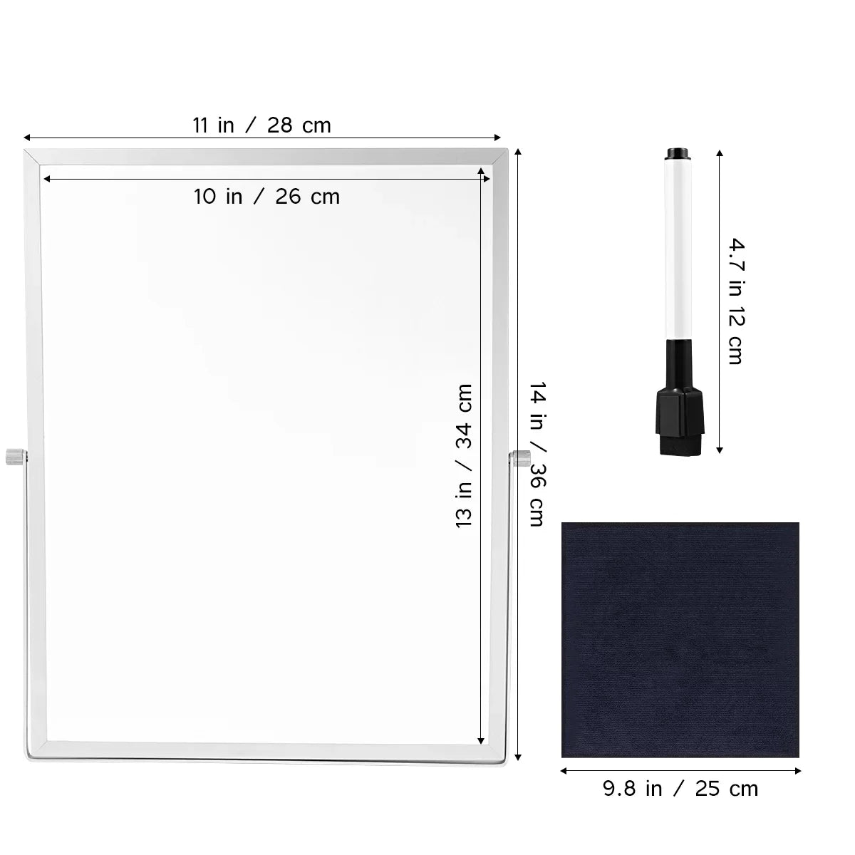 Small WhiteBoard with Stand 14" X 11", Magnetic Double-Sided Dry Erase White Board Easel for Desk Students Kids Home Office