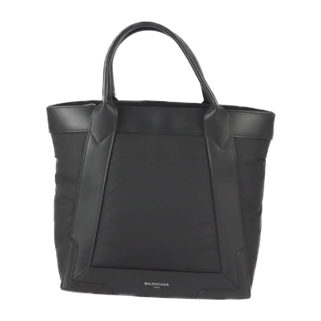 Pre-Owned BALENCIAGA Balenciaga Kabas S tote bag 363425 nylon leather black silver metal fittings (Good)
