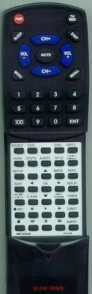 Replacement Remote for PHILIPS 996510003026, RT996510003026, DVDR3575H37, DVDR3575H, DVDR3576H37