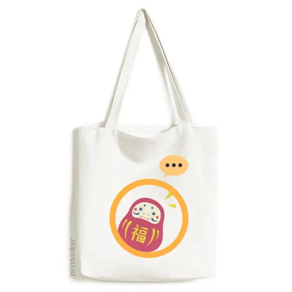 Japanese Travel Lucky Toy Expression Sack Canvas Tote Shoulder Bag