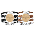 Qoutes Famous People Healing Burden Peacock Tail Bracelet Hand Strap Leather Rope Wristband Double Set