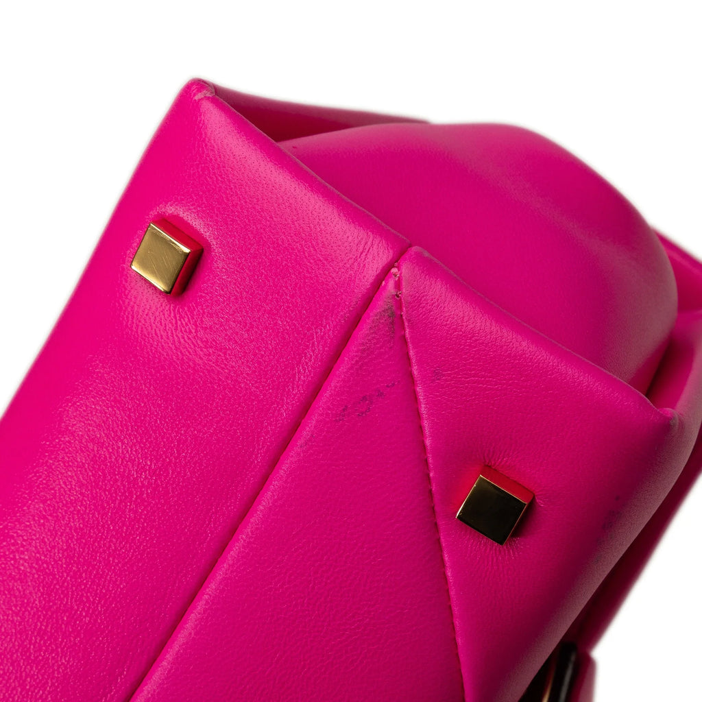 Pre-Owned Authenticated Valentino Mini One Stud Satchel Calf Leather Pink Unisex (Good)