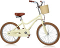 Wanan Kids Bike, 20 inch Large Size Kids' Bicycles for Girls and Boys Age 7-13, Retro Design Girls Bicycle with Handbrake and Basket, 20" Boys Bicycle for Large Kids without Training Wheels, Yellow