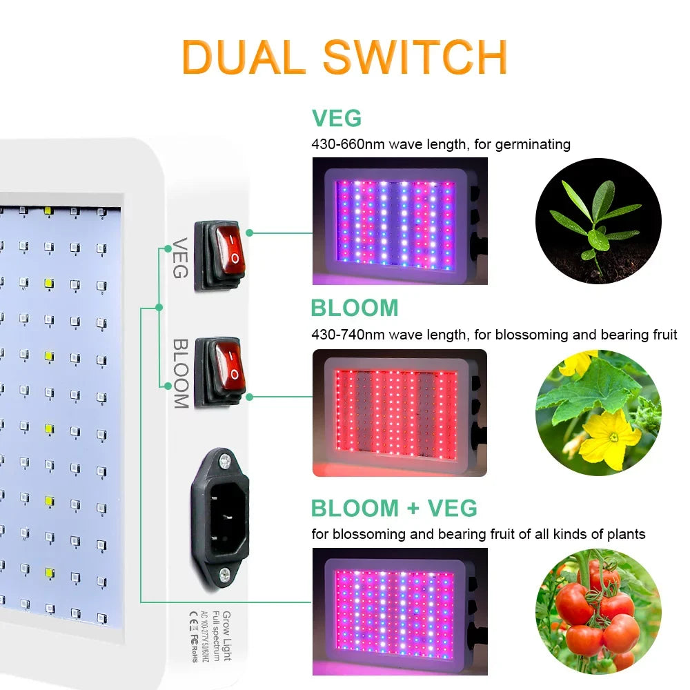 2000W LED Grow Light for Indoor Veg Plants Growing Lamp 312LEDs Full Spectrum IP65 Fluid for Seedlings Flowers Greenhouse