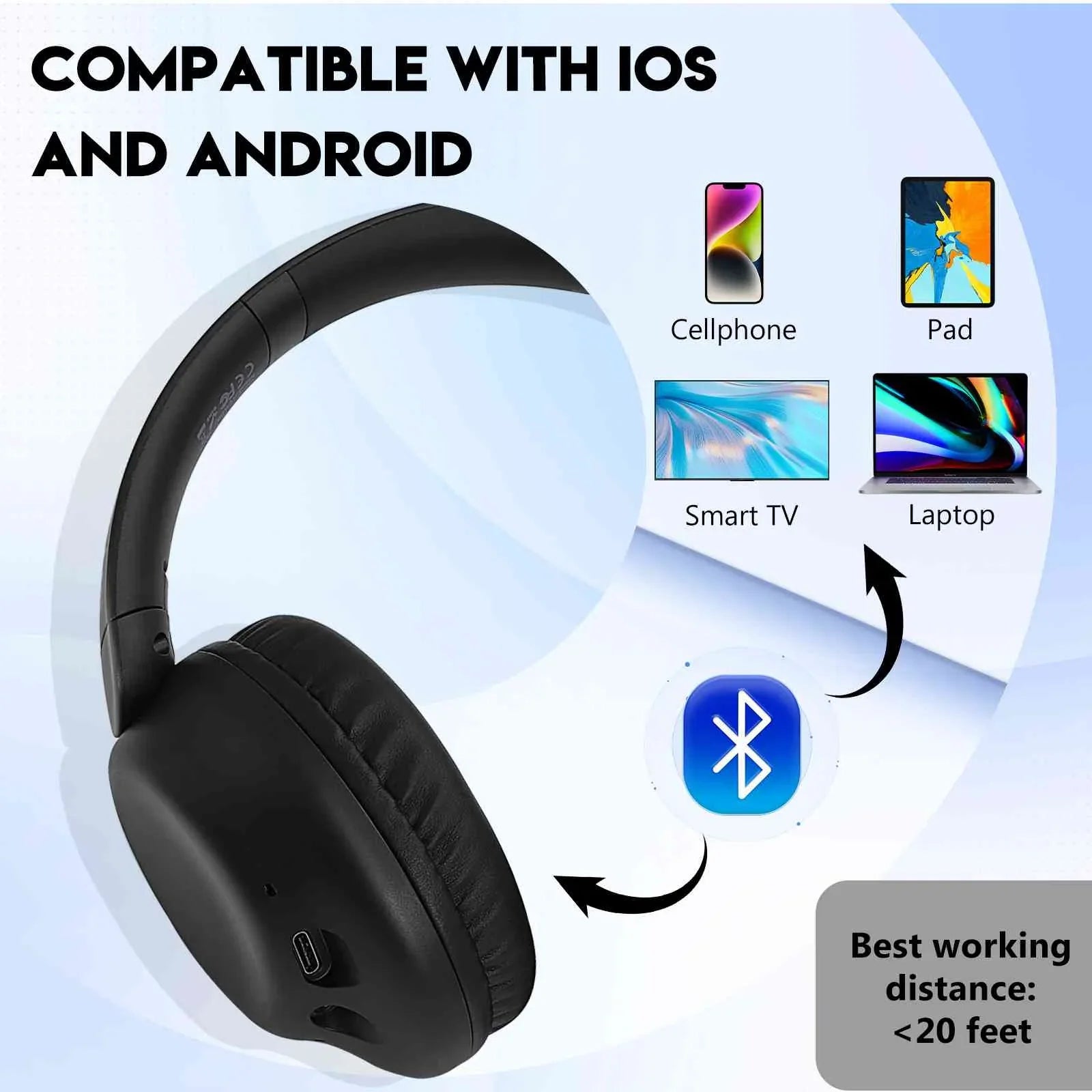 UrbanX UX991 Wireless Bluetooth Stereo Earphones High Resolution Audio Deep Bass Superior Comfort Over The Ear Headphones with Mic for Zenfone Max Pro (M1) ZB601KL/ZB602K phone Call Support